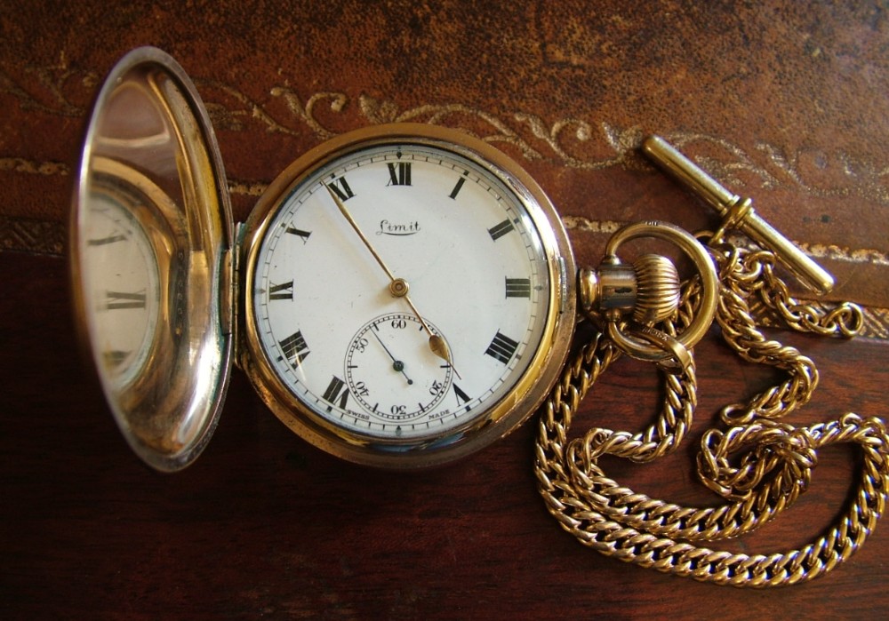 1920s Limit full hunter pocket watch and chain