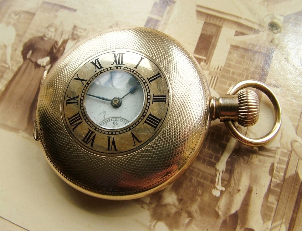 Small antique Waltham half hunter pocket watch