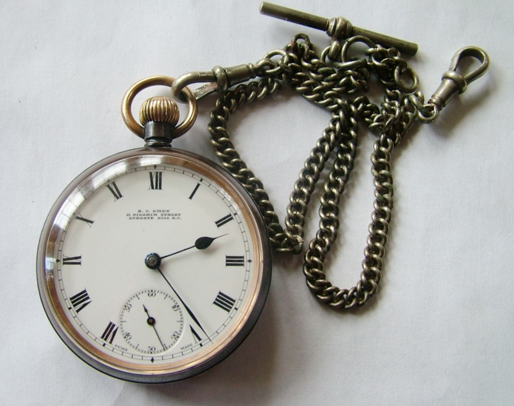 Antique Omega gun metal pocket watch, circa 1910s