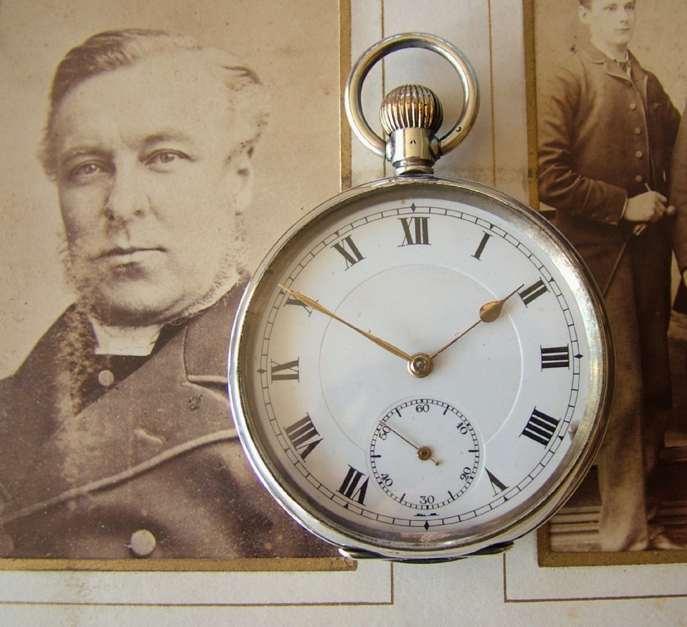 Vintage 1919 silver stem winding pocket watch