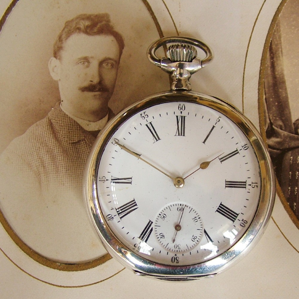 Antique Curono Victrix silver stem winding pocket watch