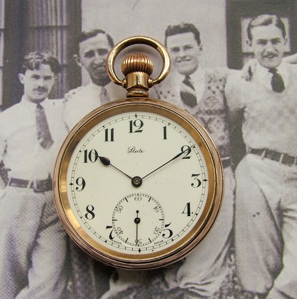 A vintage 1920s State stem winding pocket watch