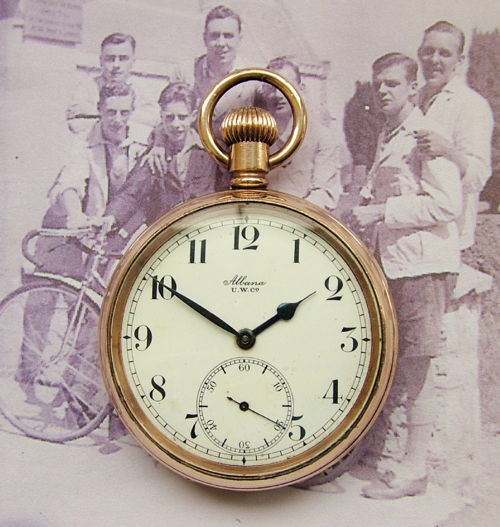 Vintage 1920s Albana gold plated pocket watch.