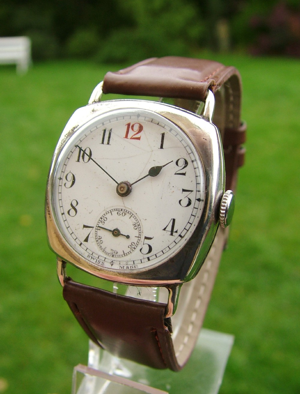 A gents vintage silver wrist watch, 1930