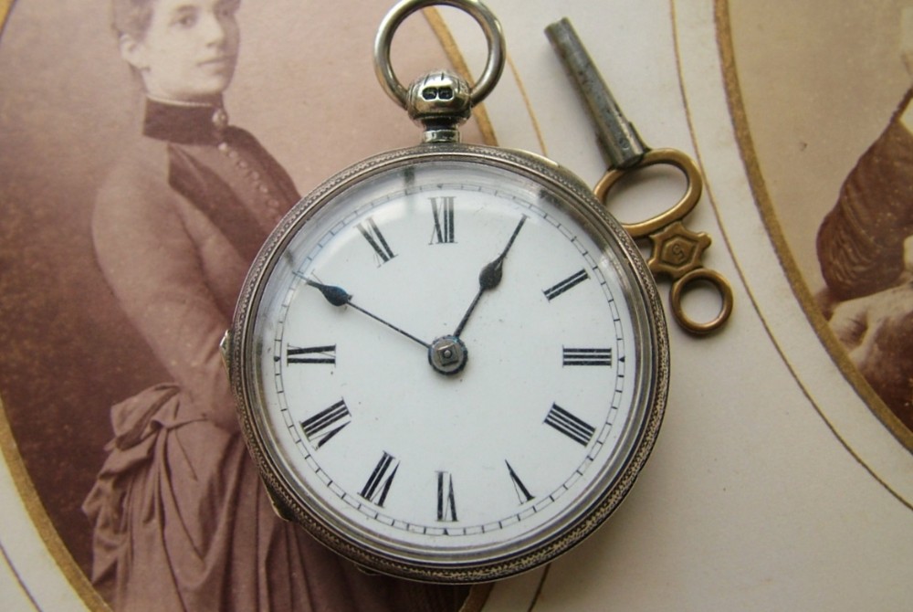 Antique English silver fob watch, William Ehrhardt