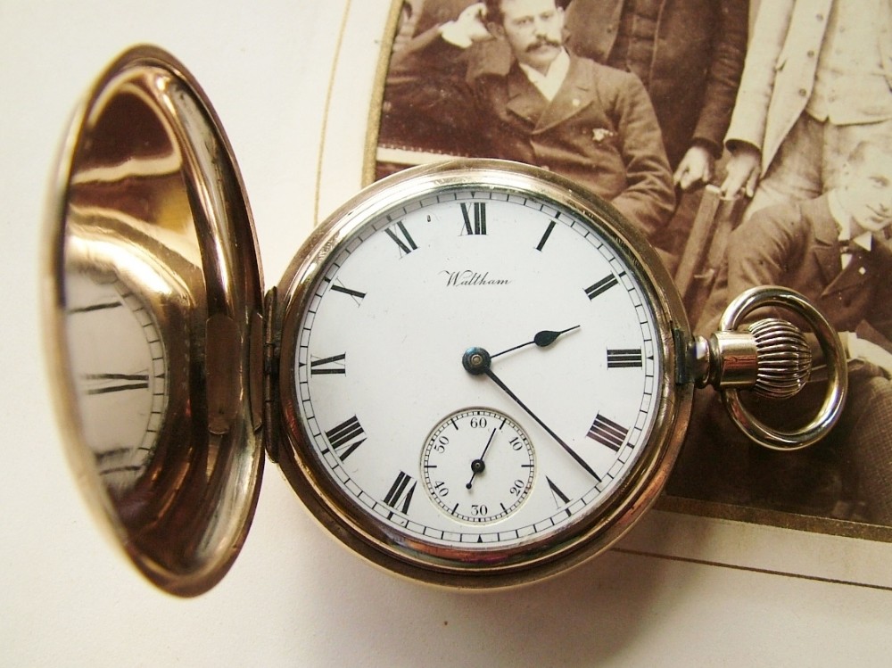 An antique Waltham Giant full hunter pocket watch