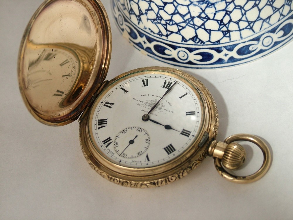 1920s Thomas Russell full hunter pocket watch 