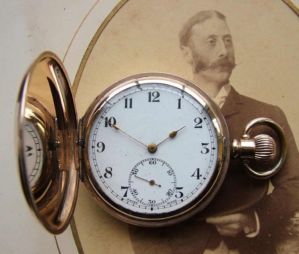 A vintage 1920s Hexameter full hunter pocket watch