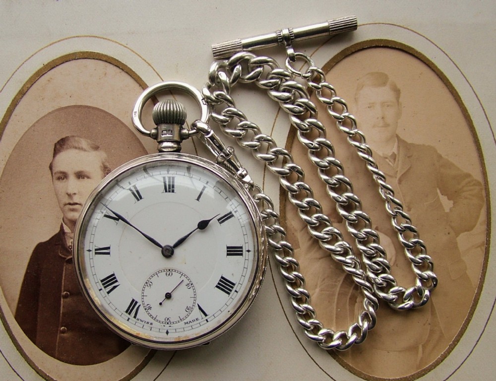 1925 silver Limit No 2 pocket watch and chain