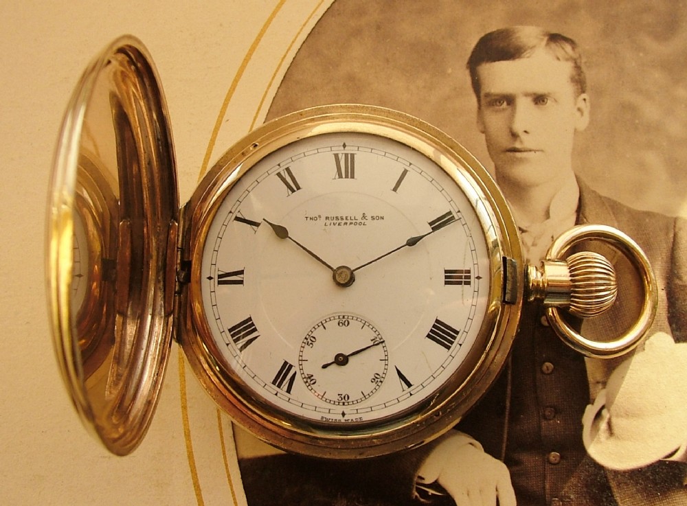 1920s Thomas Russell full hunter pocket watch