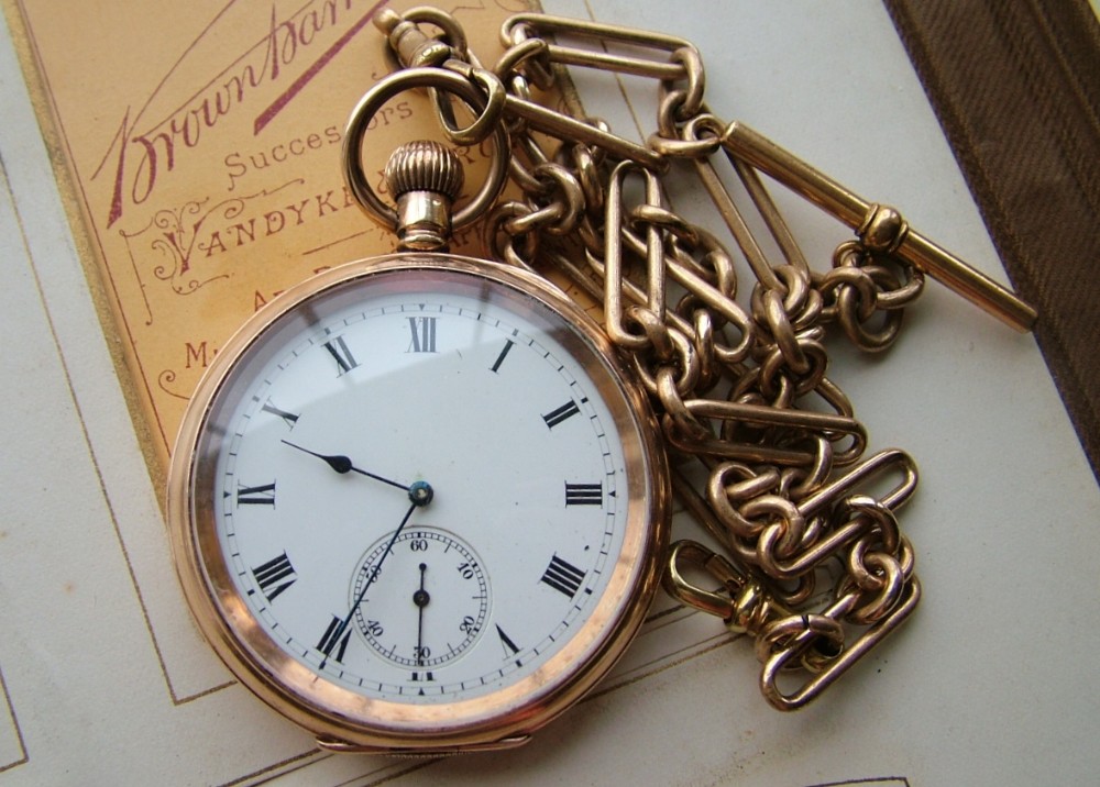 Antique Waltham Bond St pocket watch & chain