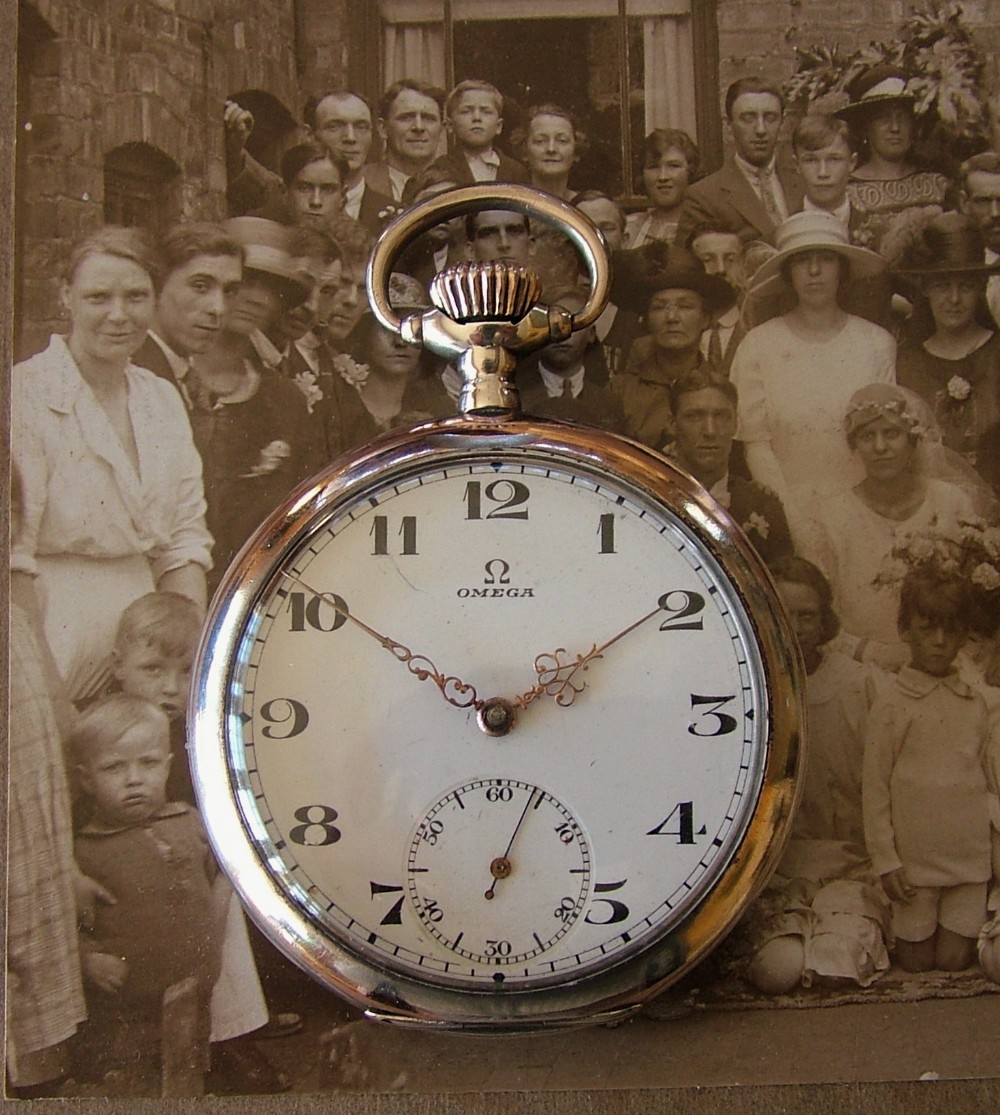 Antique silver Omega pocket watch