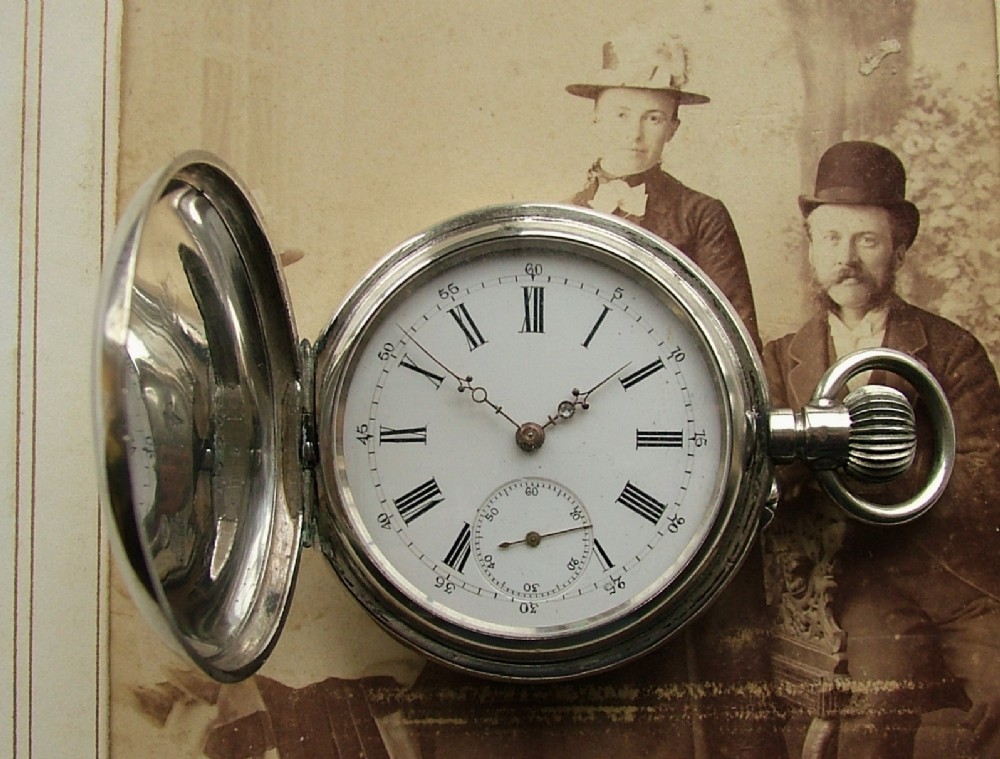 Antique Swiss .800 silver full hunter pocket watch