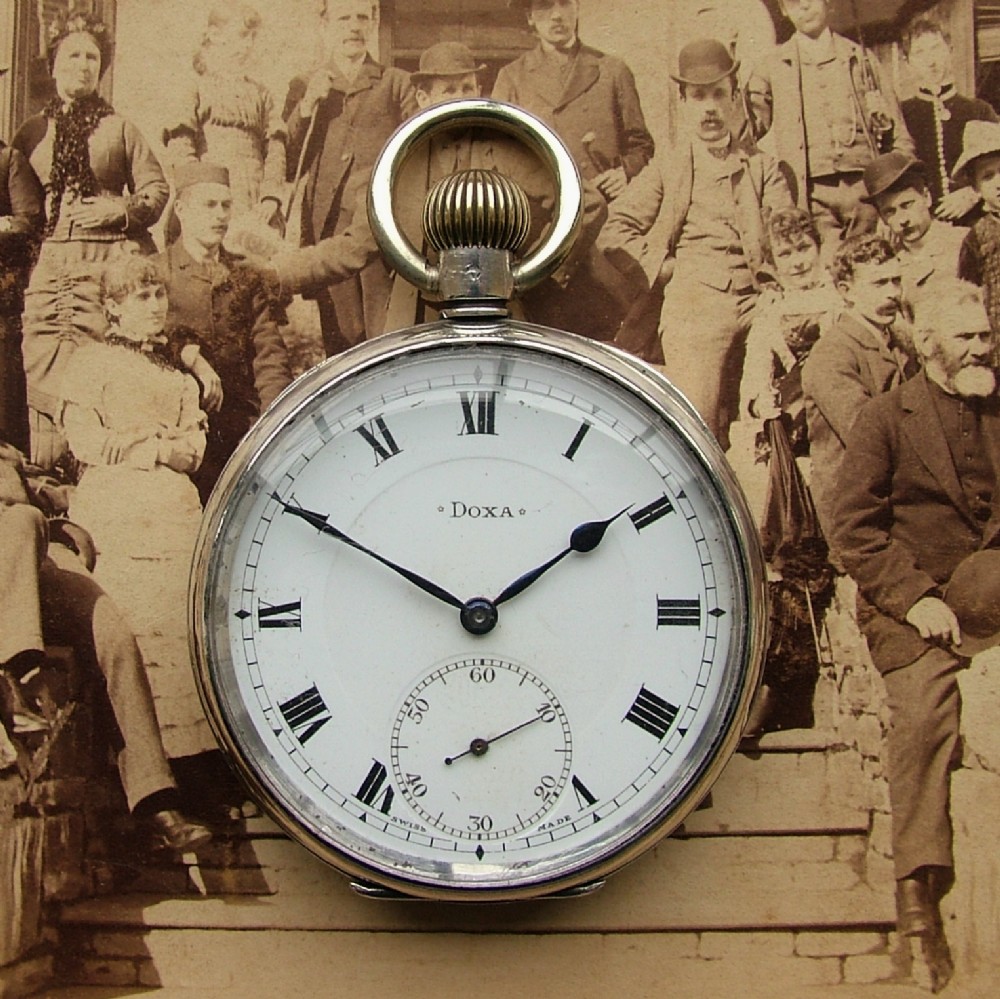 1919 silver Doxa pocket watch.