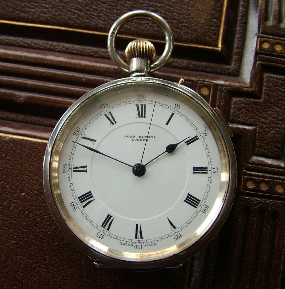 An antique silver centre seconds chronograph