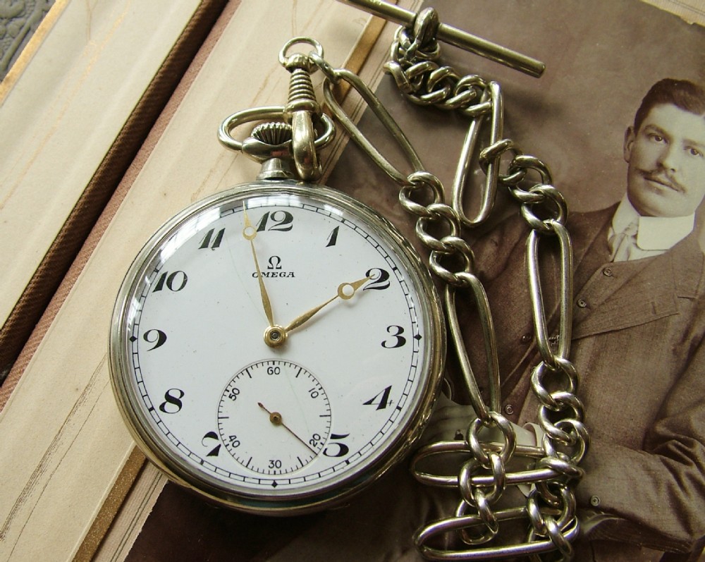WW2 era Omega pocket watch and chain