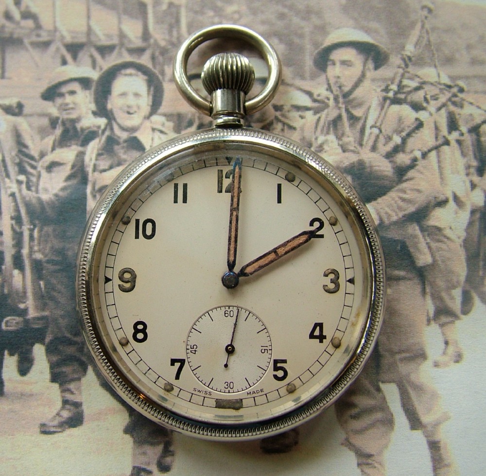 1940s Revue military stem winding pocket watch