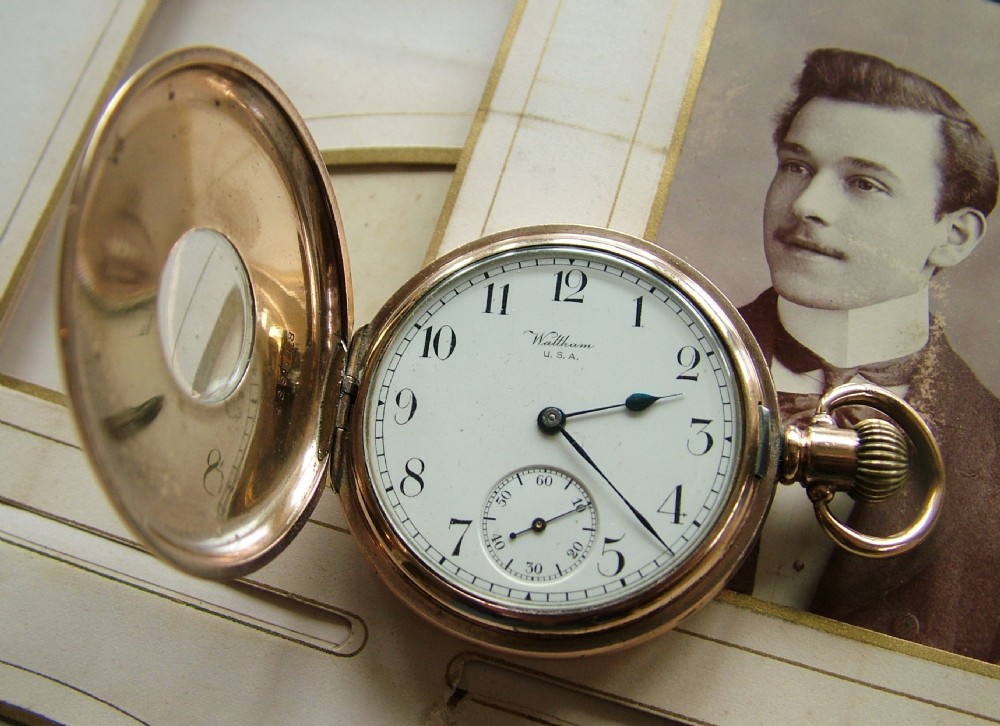 Antique Waltham Traveler half hunter pocket watch