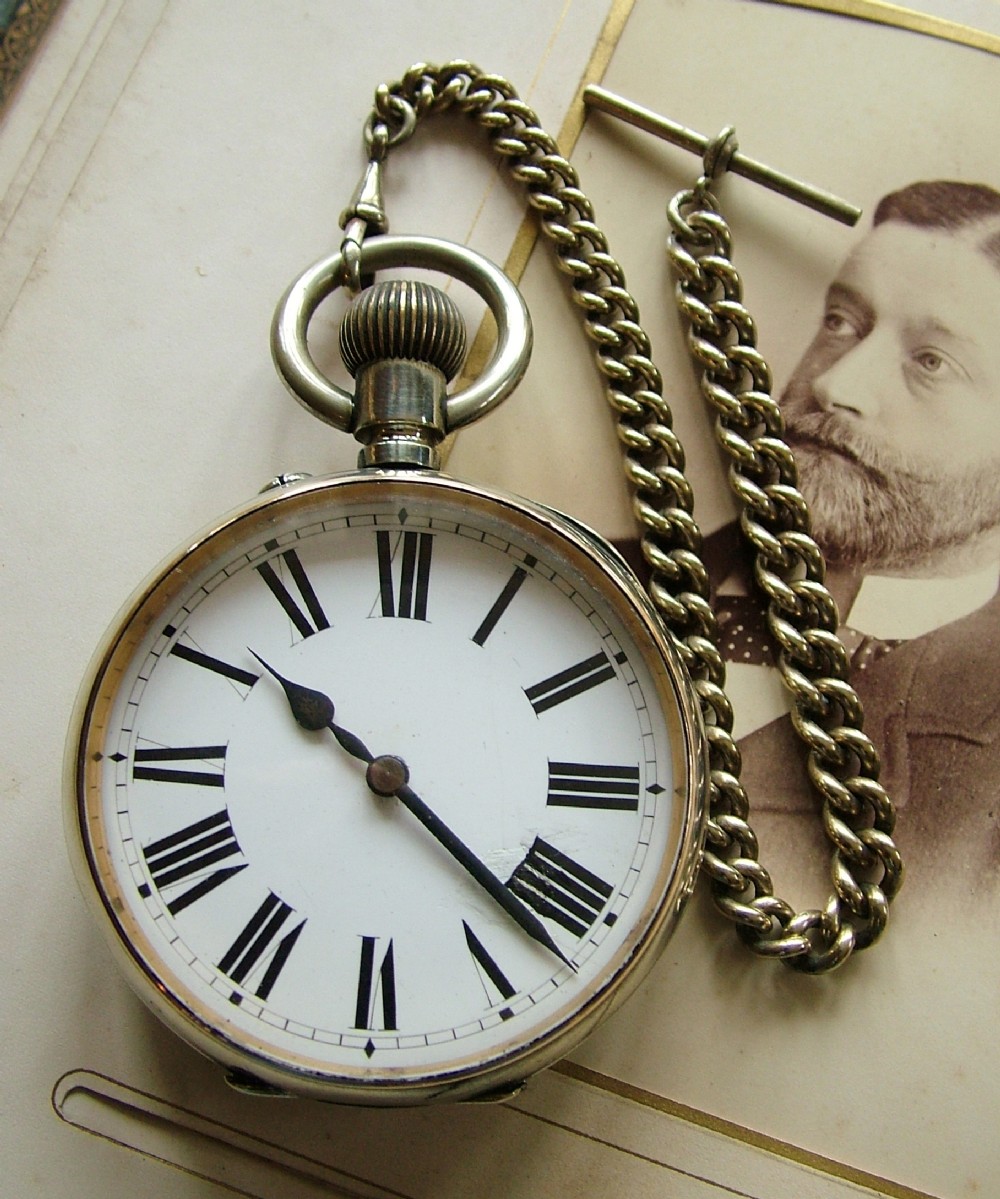 Antique Goliath pocket watch and chain, circa 1910
