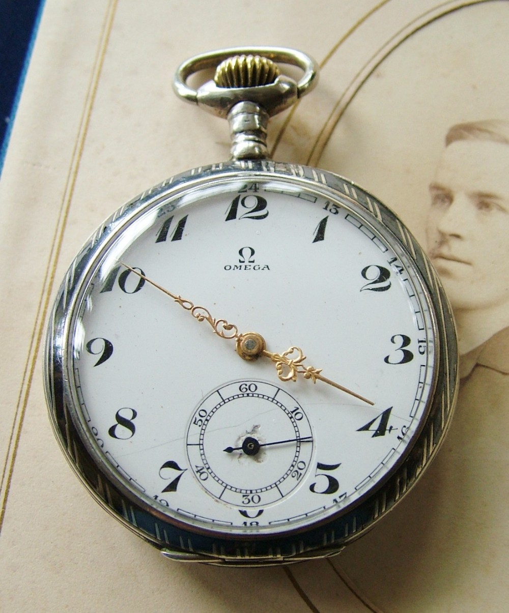 An Omega pocket watch with niello case
