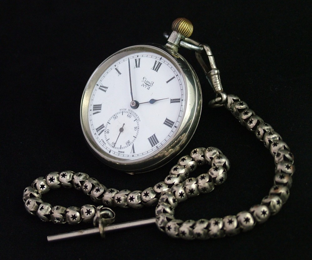 1920s Limit No 2 pocket watch and albert