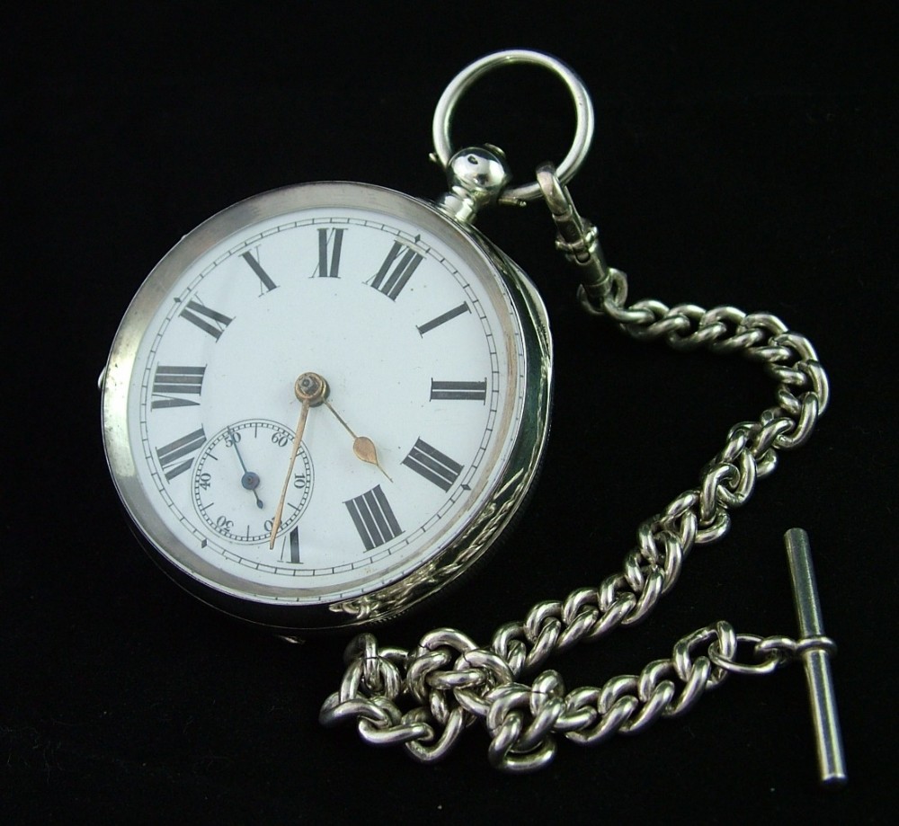 A late Victorian Swiss pocket watch and chain