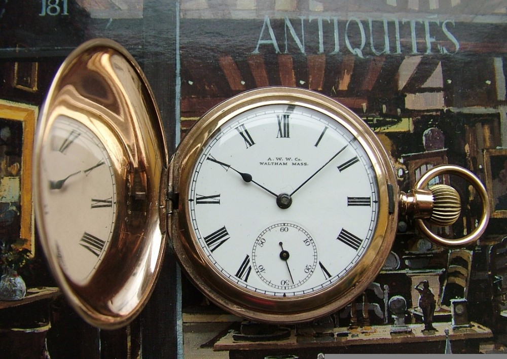 An antique Waltham full hunter pocket watch