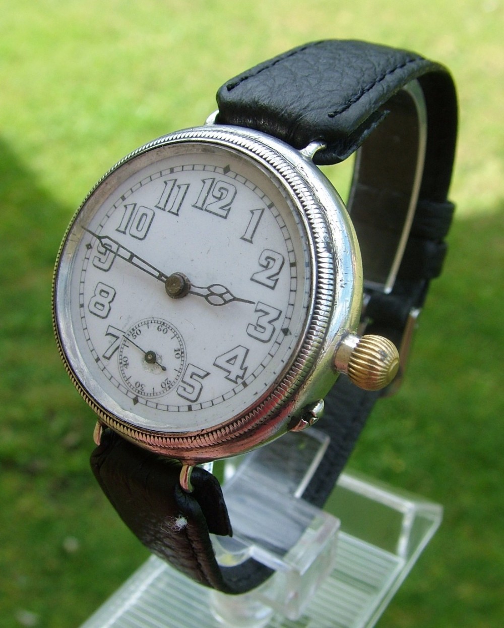 An antique silver Borgel cased trench watch, 1913