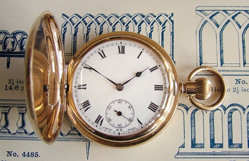 Vintage 1920s Swiss full hunter pocket watch