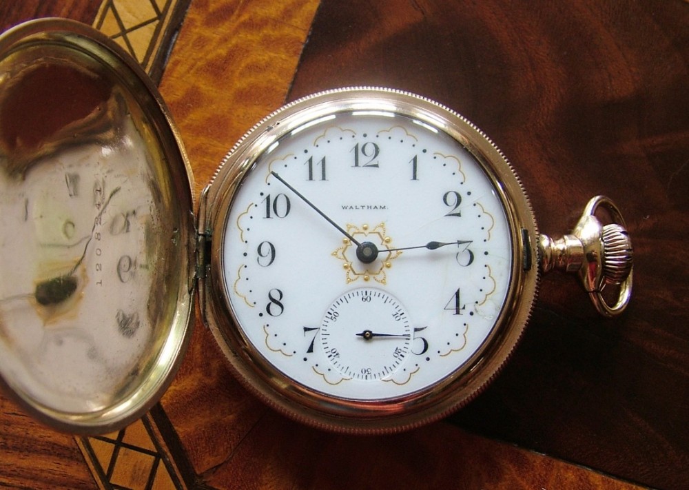 Antique P S Bartlett Waltham hunter pocket watch