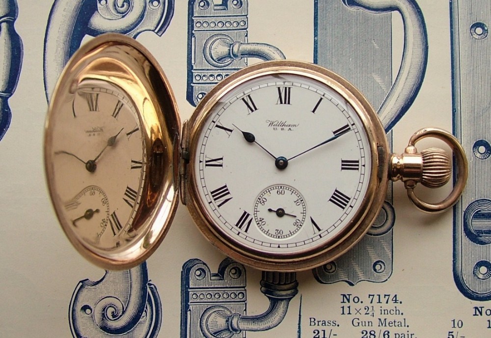 An antique Waltham full hunter pocket watch