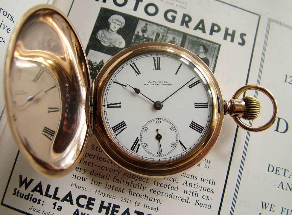 An antique Waltham full hunter pocket watch