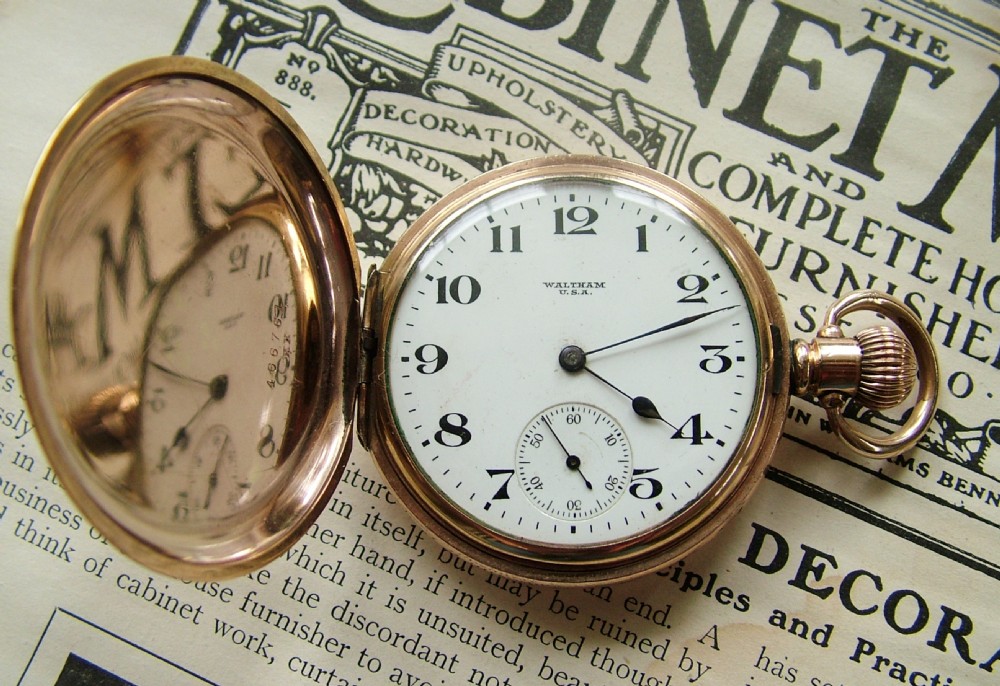 An antique Waltham full hunter pocket watch