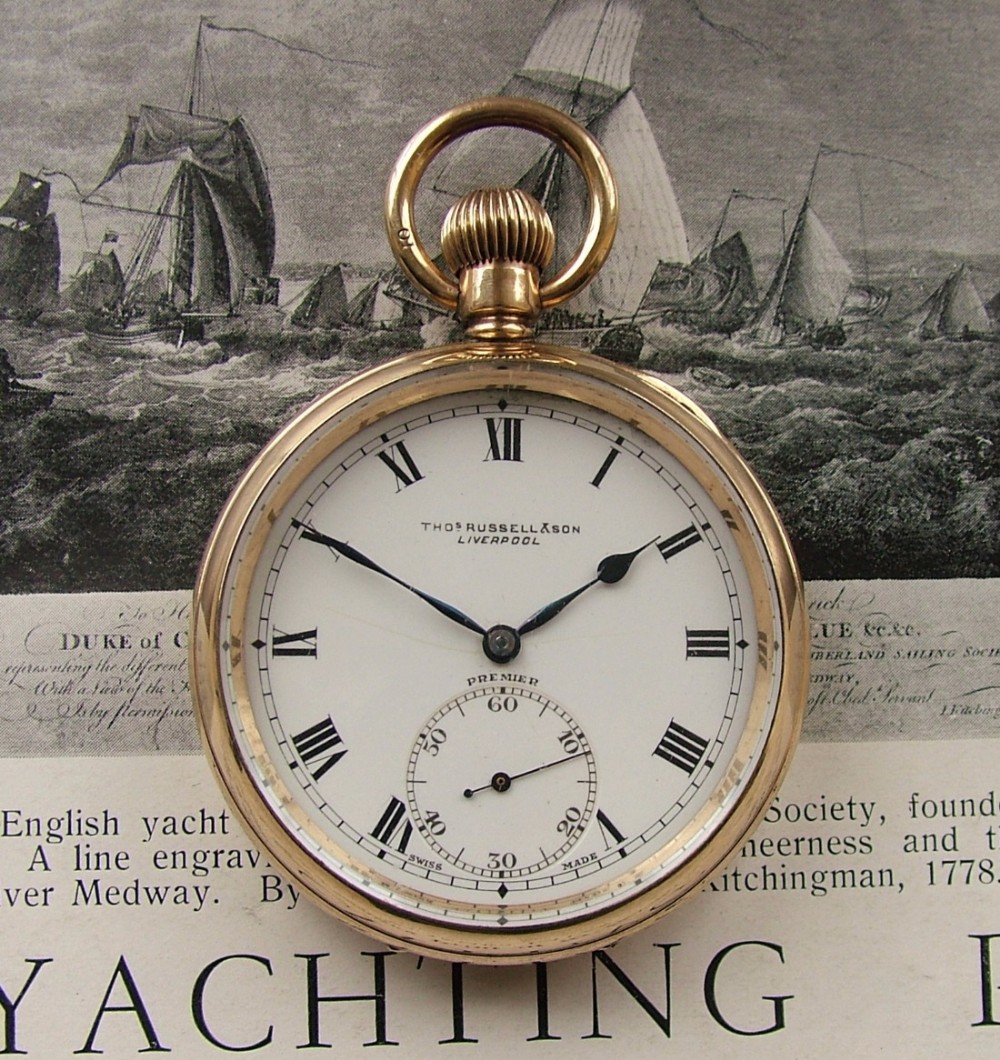 Antique Thomas Russell Premier stem winding pocket watch