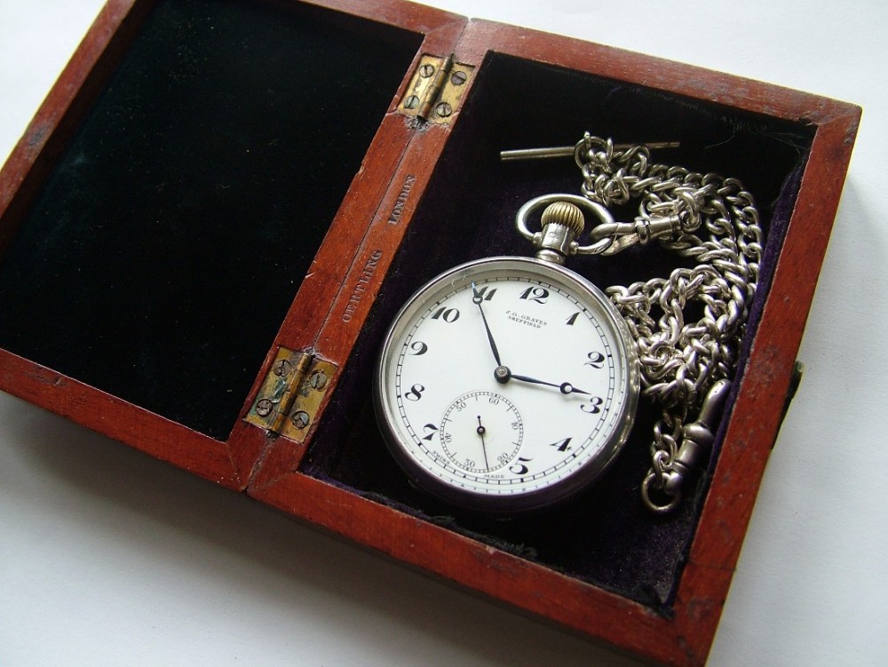 A 1930s silver Buren pocket watch from J G Graves