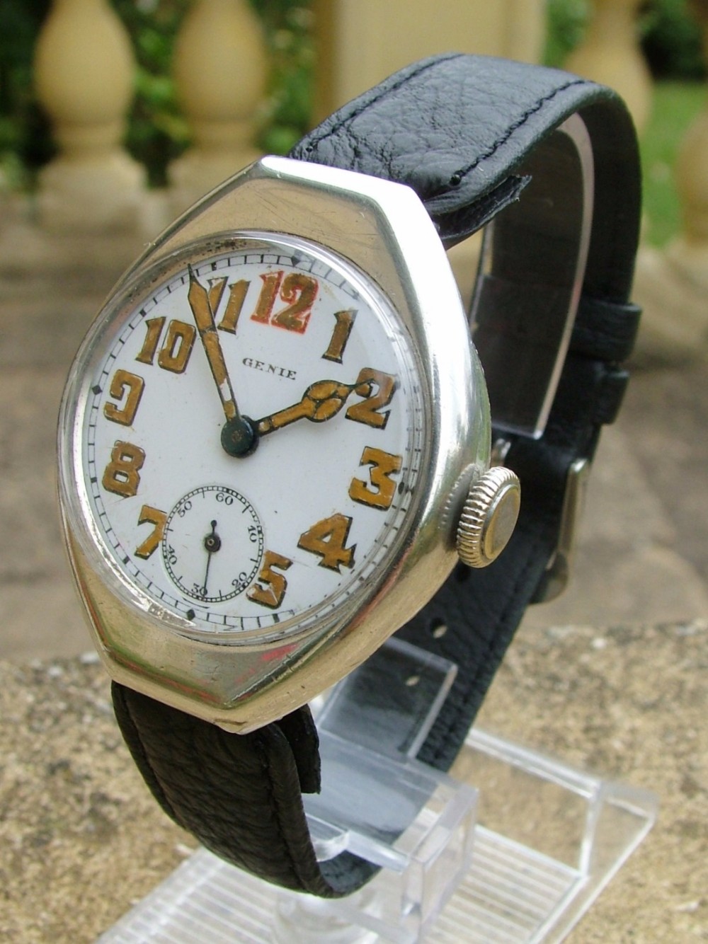 A gents antique silver Genie wrist watch