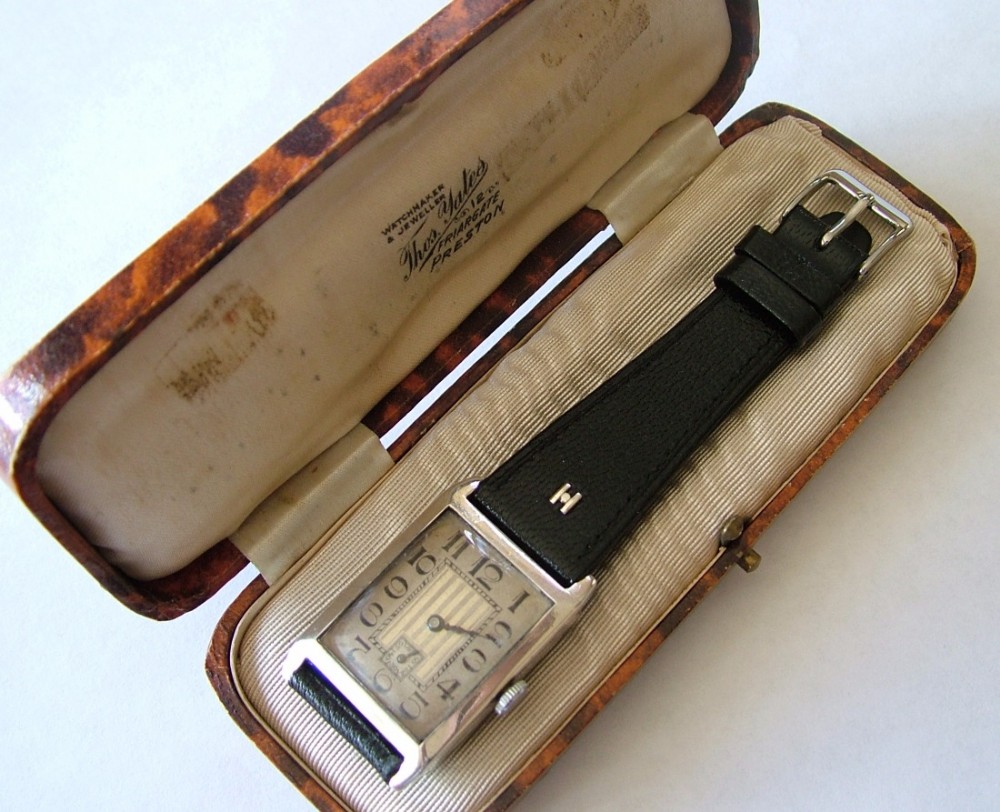 A gents Art Deco silver wrist watch, 1924