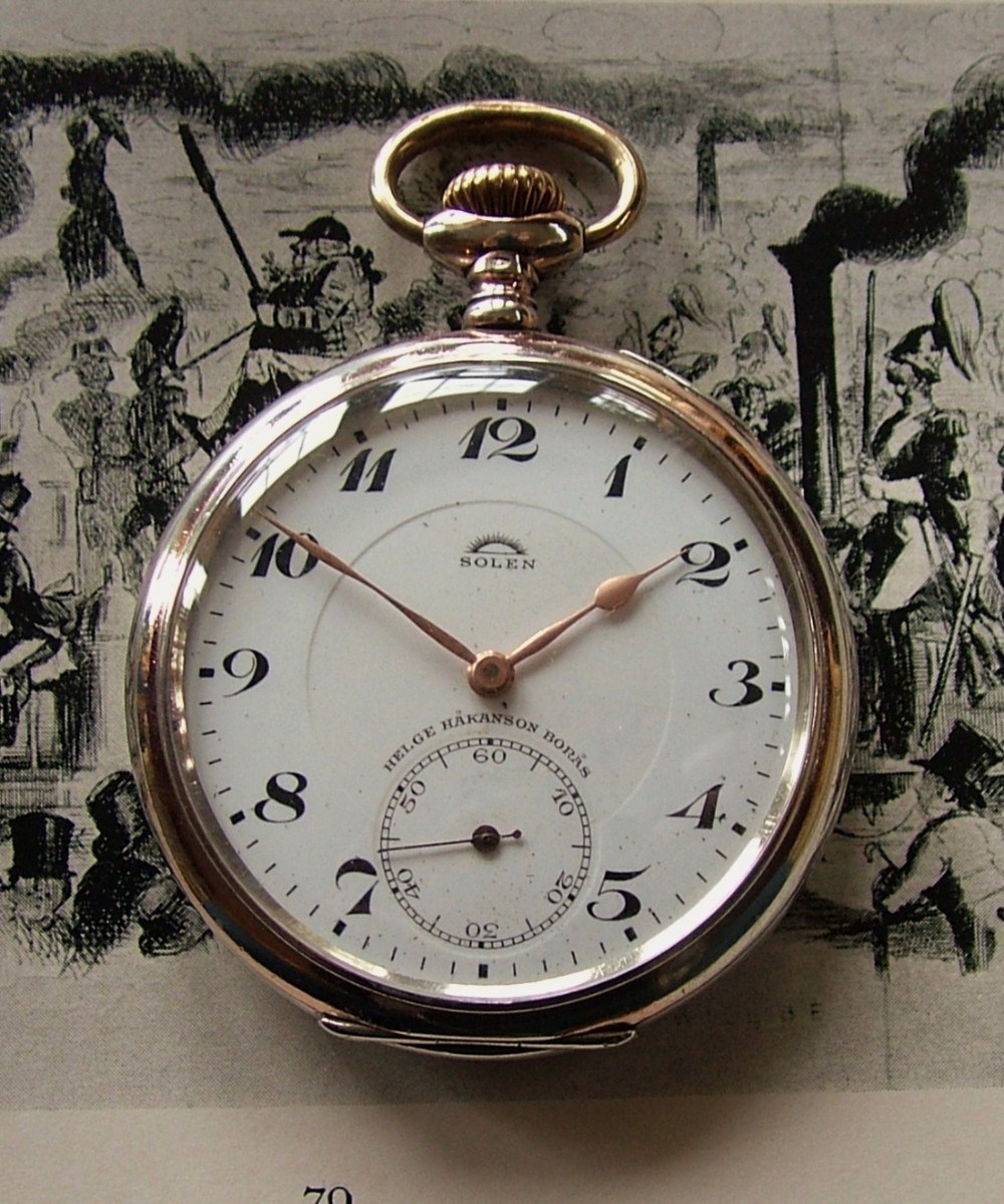 Vintage 1920s Solen silver pocket watch