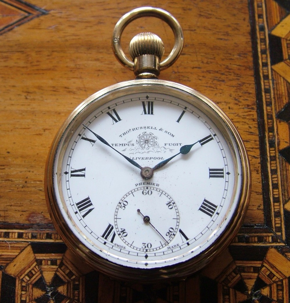 Early 20th C Thomas Russell Premier pocket watch