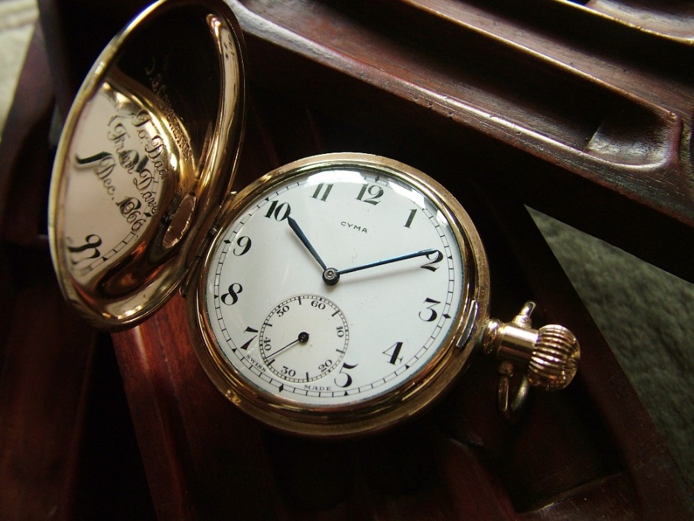 1930s Cyma full hunter pocket watch, Tavannes