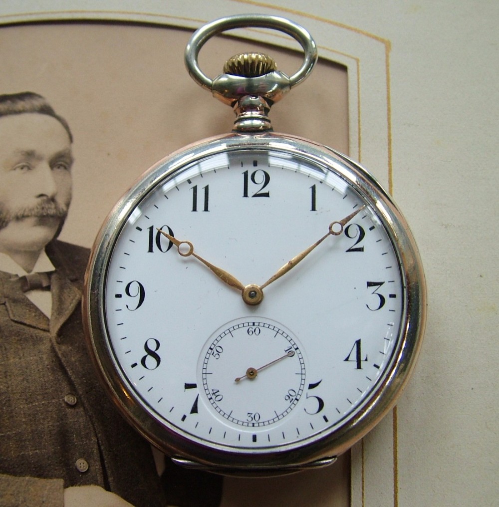 An antique silver Zenith pocket watch, 1914