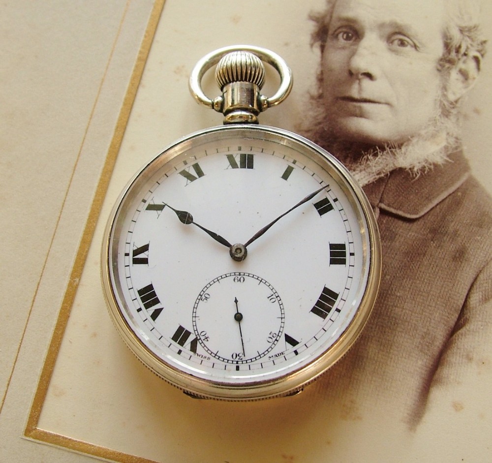 Antique silver pocket watch, Dimier Freres, 1915 