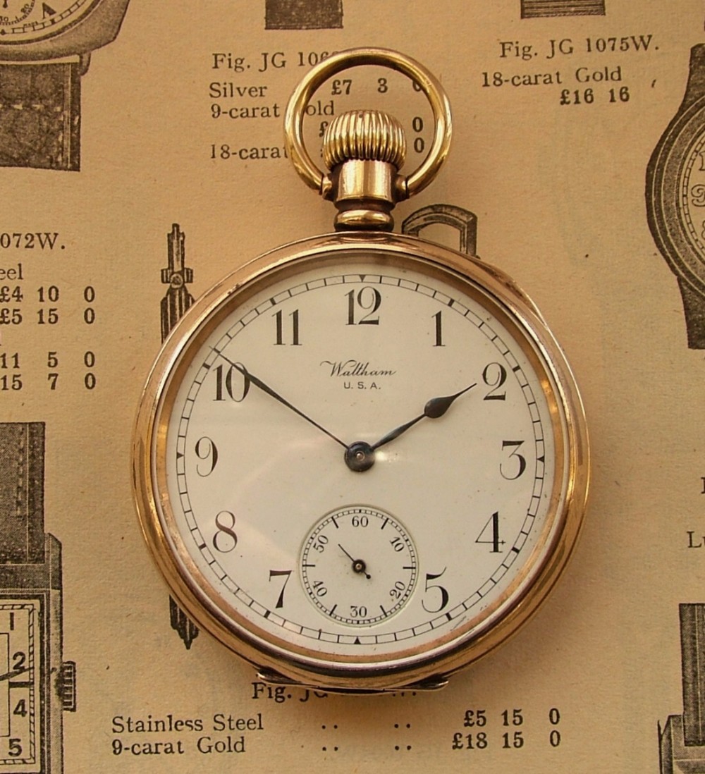 Antique Waltham stem winding pocket watch.