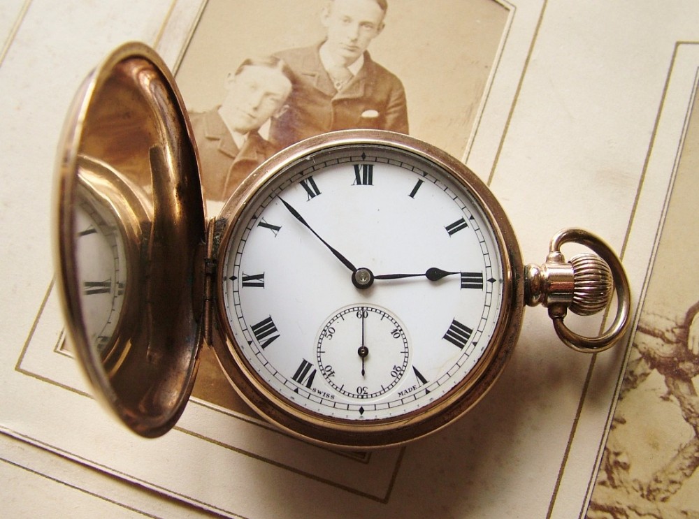 An antique full hunter pocket watch