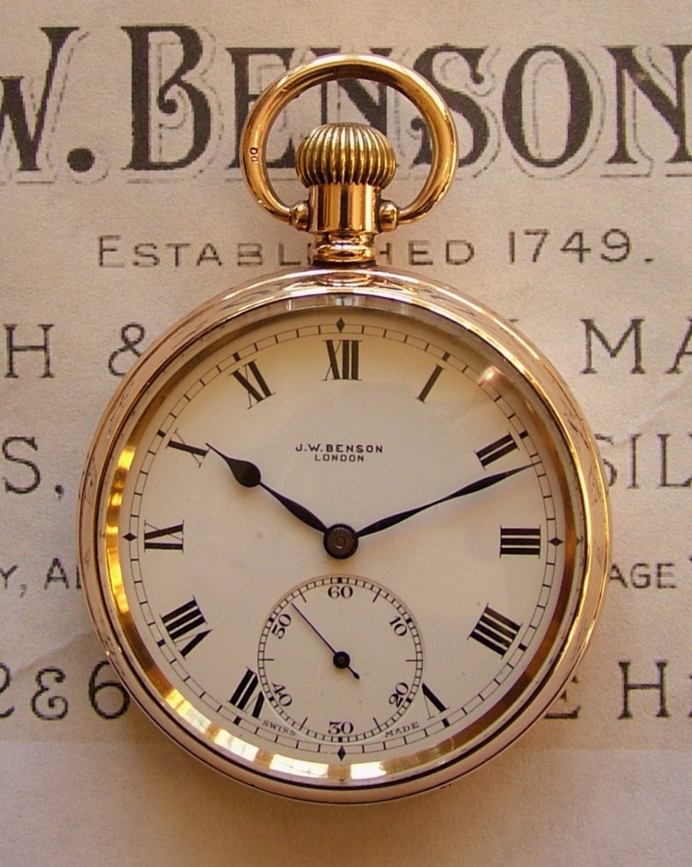 A 1920s J W Benson pocket watch