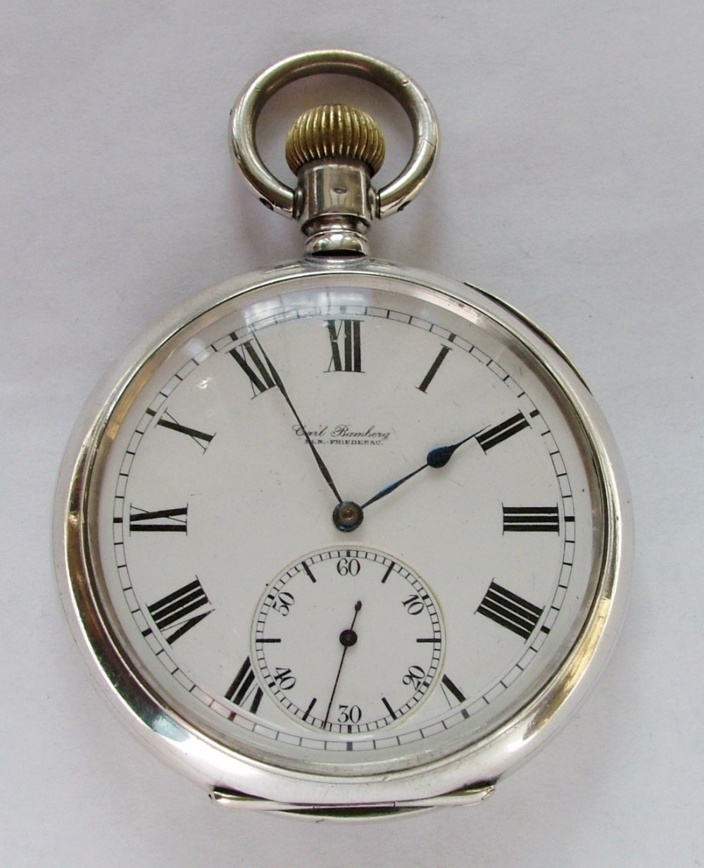 A 1920s silver pocket watch, Carl Bamberg