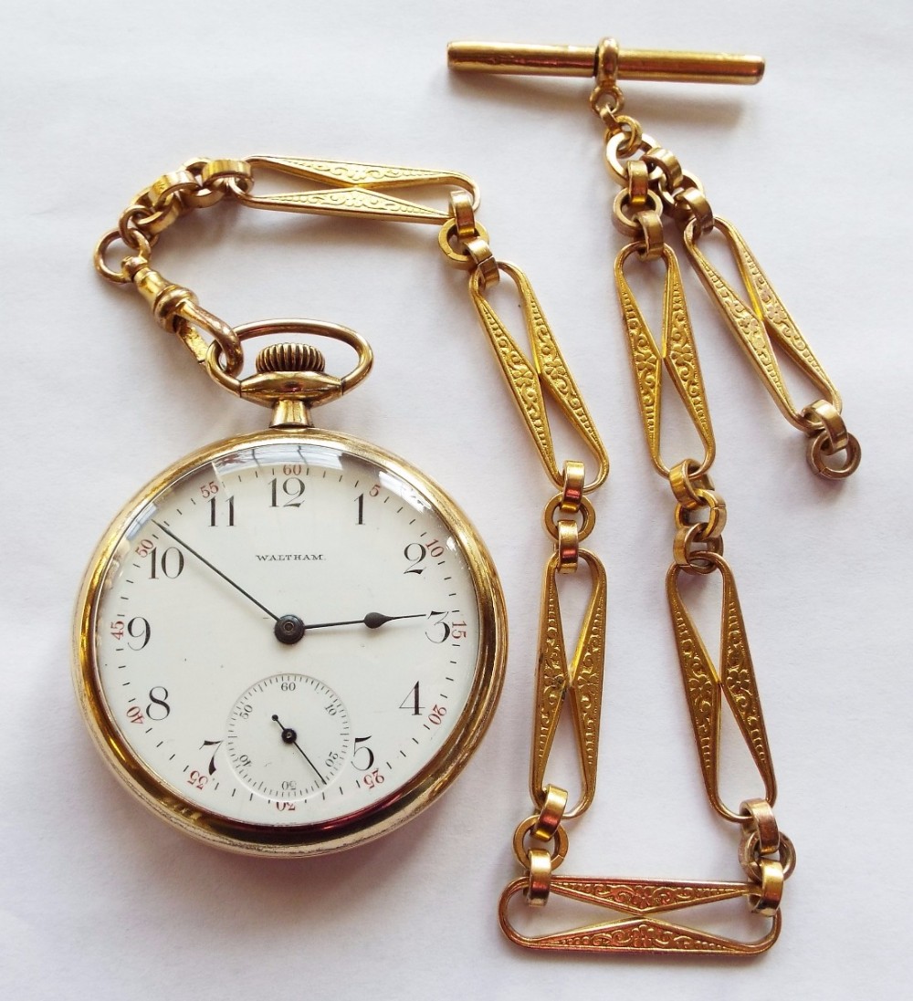 1918 Waltham P S Bartlett pocket watch and chain