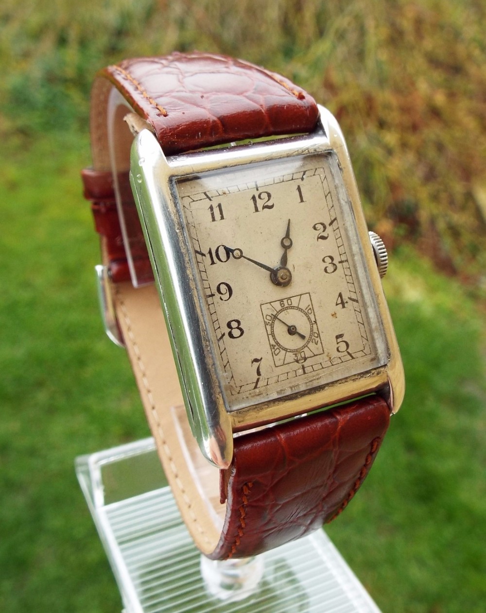 A gents 1932 silver Art Deco wrist watch