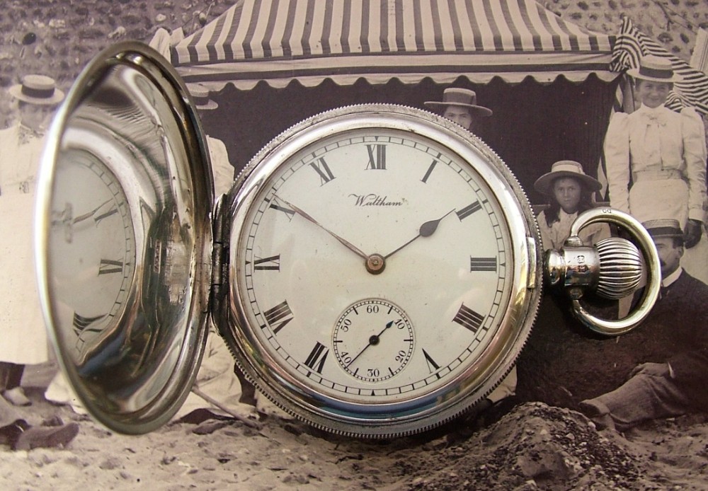 A 1920s silver Waltham Traveler full hunter pocket watch