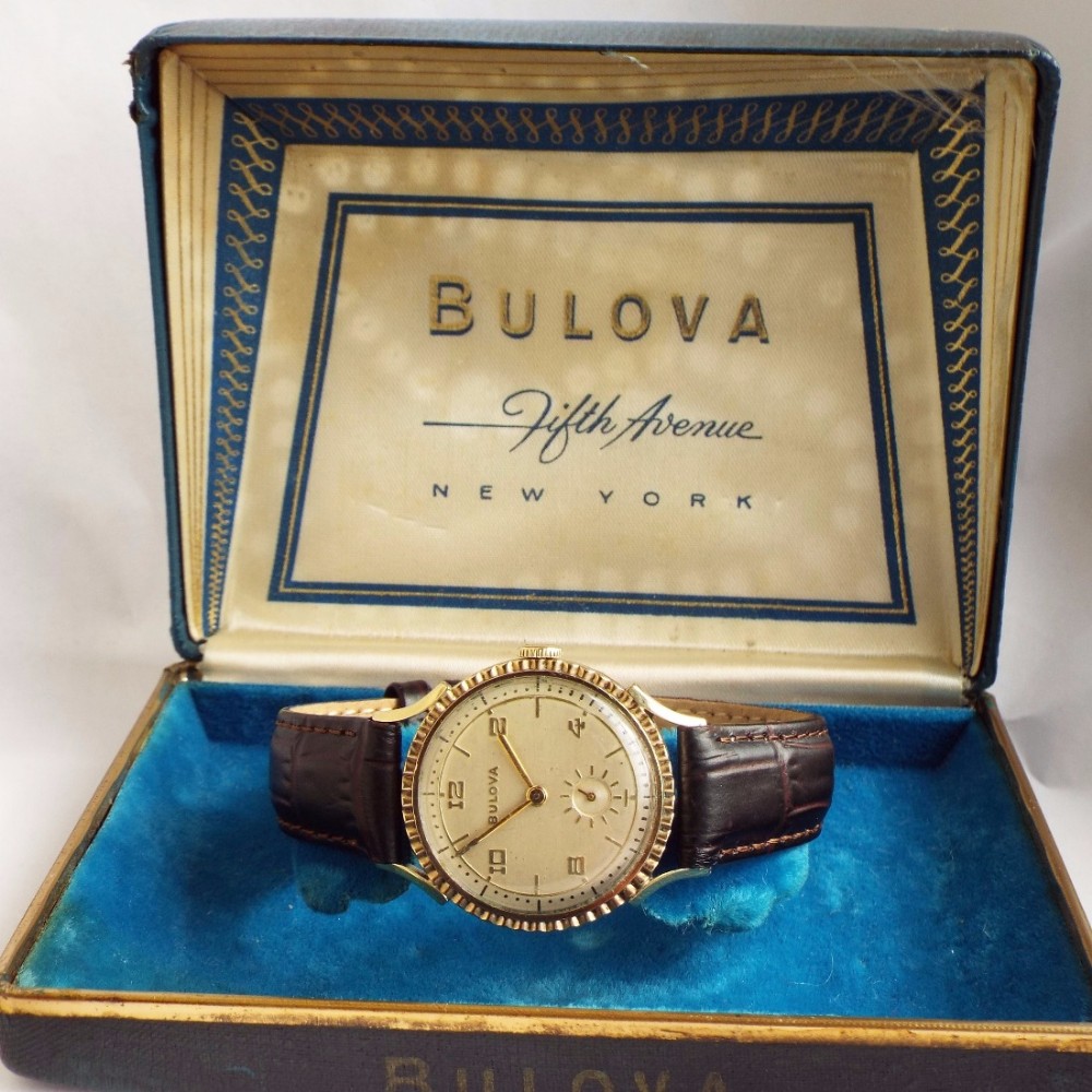 Gents 1950s boxed Bulova gold filled wrist watch